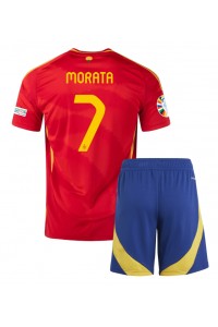 Fotbalové Dres Španělsko Alvaro Morata #7 Dětské Domácí Oblečení ME 2024 Krátký Rukáv (+ trenýrky)